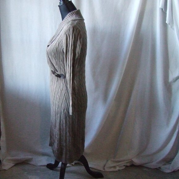 Calvin Klein dress sweater long sleeved taupe brown pull over mock cowl neutral - Picture 4 of 16